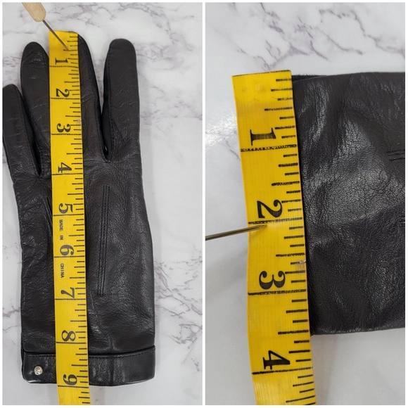 Isotoner Vintage Black Leather and Nylon Stretch Driving Gloves - Picture 14 of 14